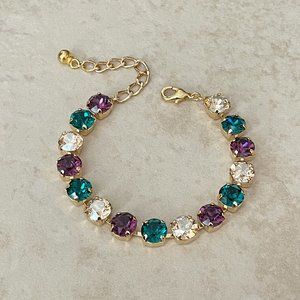 Mardi Gras colors rhinestone tennis bracelet bridesmaid gift